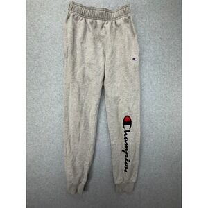 Champion Mens Gray Jogger Sweatpants Large Leg Logo GF22H 11C Size Small